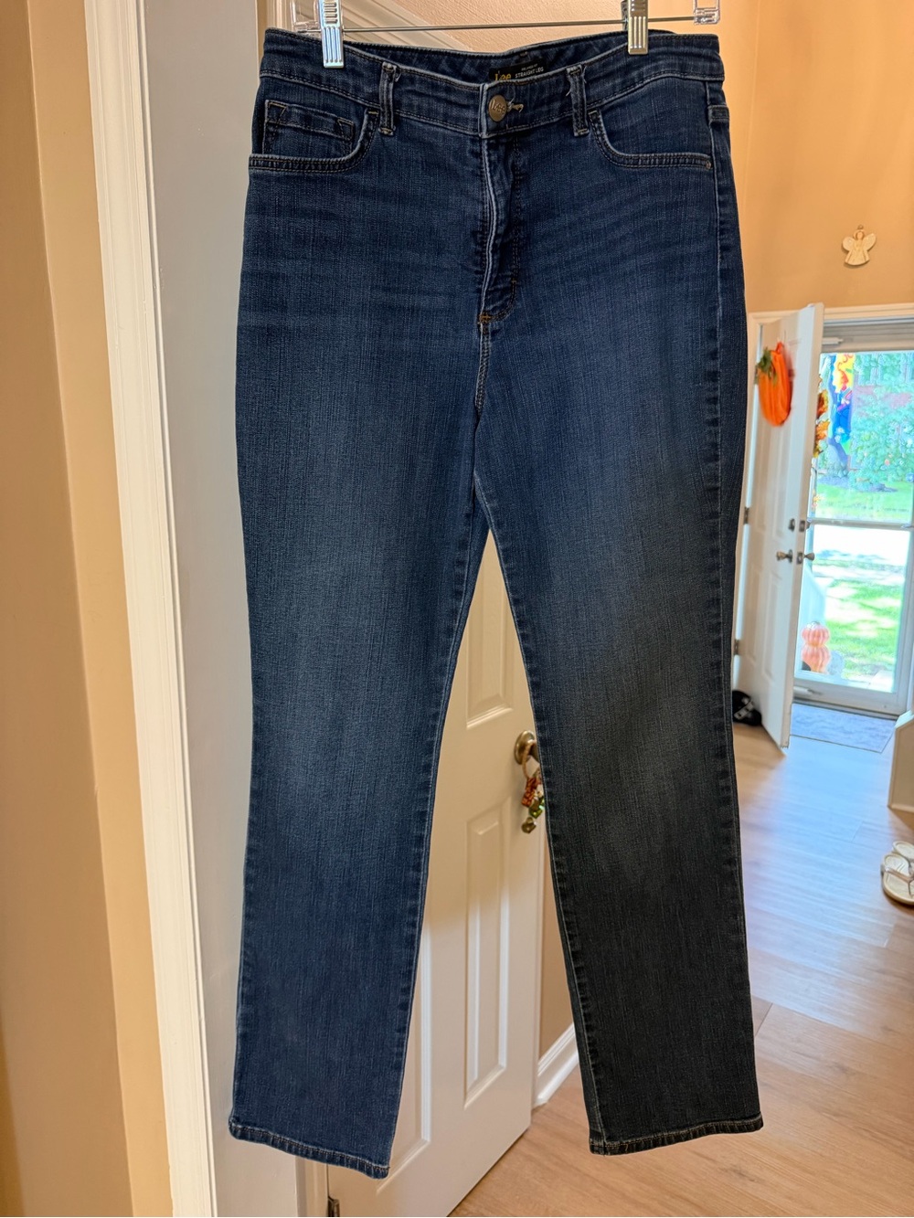 Lee Women's Straight Leg Jeans in Dark Indigo, 16, 32 in inseam